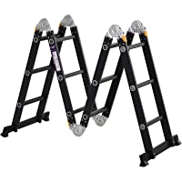 DURHAND Escalera Multiusos Plegable Escalón Caballete 5 en 1 Portátil con 2 Placas de Plataforma Pie Antideslizante 6…